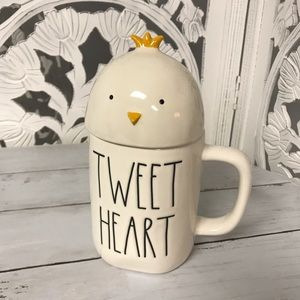 Rae Dunn Lidded Ceramic Coffee Mug “Tweet Heart”, Easter Spring Decor